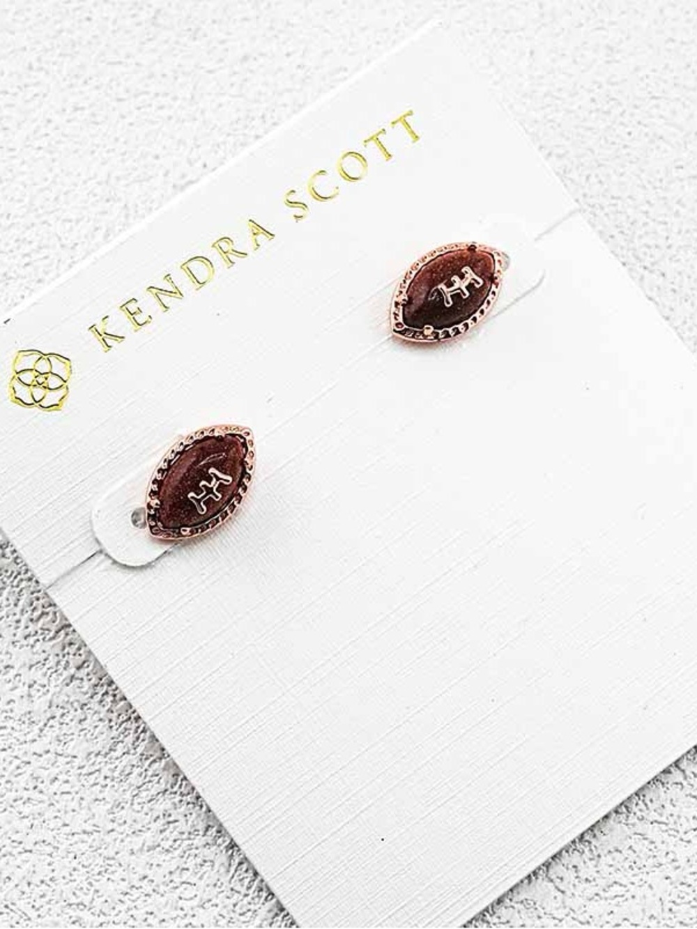 Kendra Scott Rose Gold Brown Football Stud Earrings